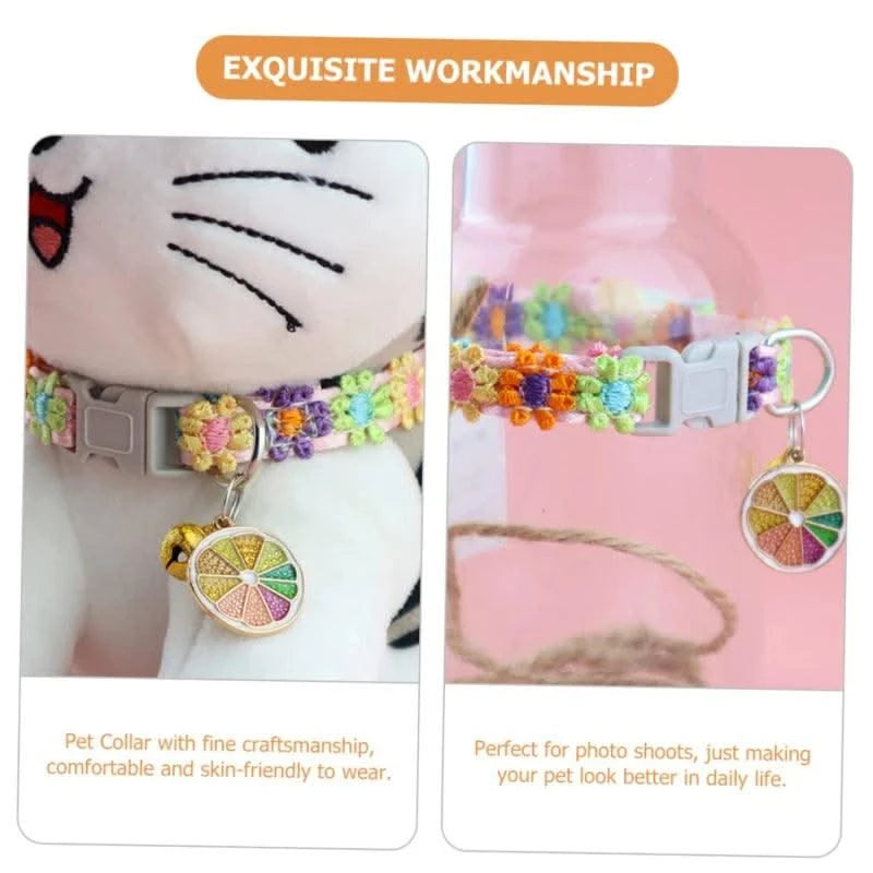 Pet Collar With Bell Cartoon Footprint Colorful Dog Puppy Kitten Collar Adjustable Safety Bell Ring Necklace Pet Accessories