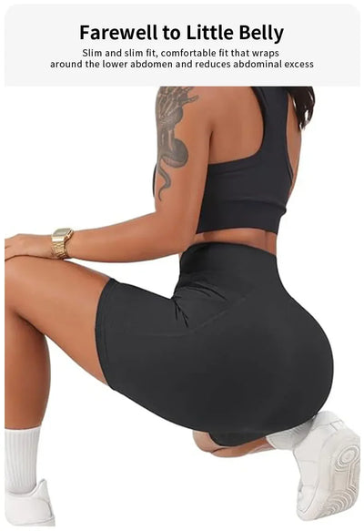Sports Short Women Cross Workout Yoga Shorts with Pockets 5" High Waist Booty Biker Short