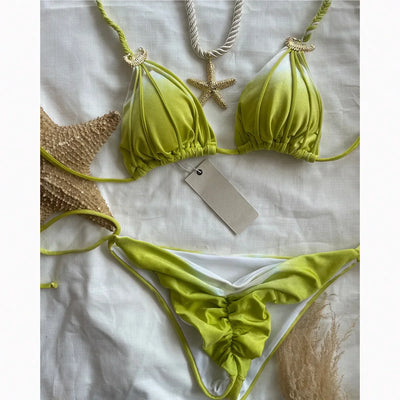 2025 New Bikini Sexy Tie Dye Split swimwear for woman Swimwear Women - Elanique