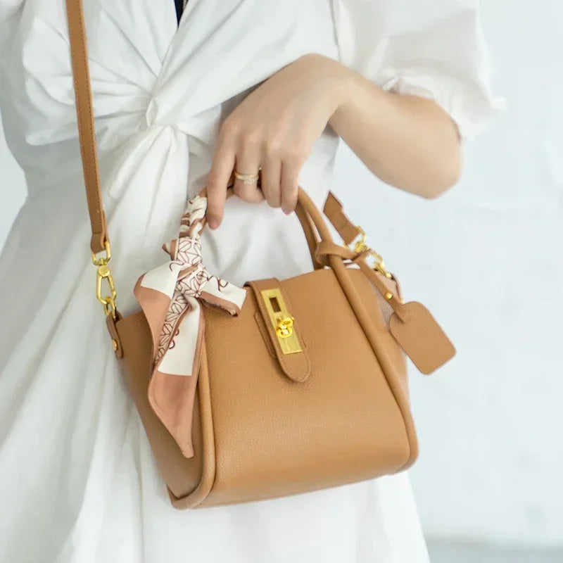 Women's Natural Cow Genuine Leather Shoulder Bag Female High Quality Luxury Designer Handbags Ladies Fashion Tote Crossbody Bags