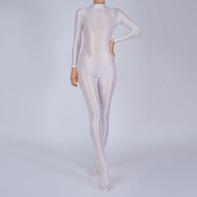 Sexy Womens Glossy Shiny Silky Tights Swimsuit Leggings Bodysuit Jumpsuit Ladies Elasticity Breathable Leotard Sleeping Romper