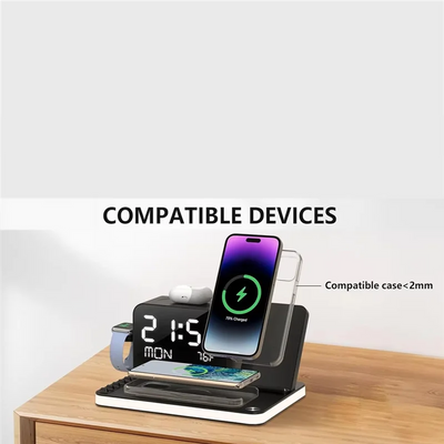 Wireless Charging Station Withtime Display Multifunctional Charging Accessories Compatible Withmultiple Devices-ABIU