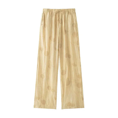 Women's Jacquard Oversized Shirt Trousers Short Sleeves Suit Lapel Shirt High Waist Elastic Straight Leg Pants Chic Female Set