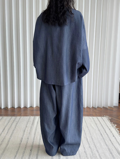 2025 Women Spring Two Pieces Suits Long Sleeve Cotton Blouses With Long Pants Wide Leg Two Pieces Sets Boho Suits Ladies Outfits