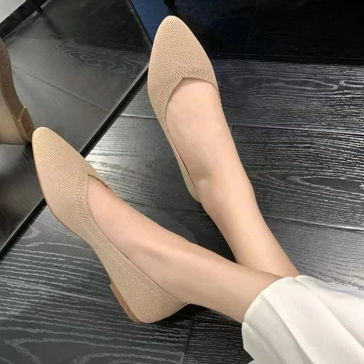 Women's Ballet Casual Shoes Slip-on Flats Knitting Ballerina Pointe Shoes