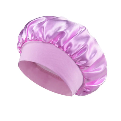 1pcs Soft Silk Satin Lined Bonnet Large Satin Hair Bonnet Household Sleep Shower Cap Hair Wrap Cover for Long Hair Salon Tool - Elanique