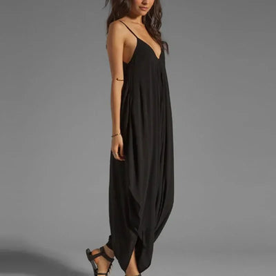 Summer Jumpsuits for Women Full-Length Playsuit Sexy V-Neck Sleeveless Jumpsuits Solid Color Pants Female Casual Loose Rompers