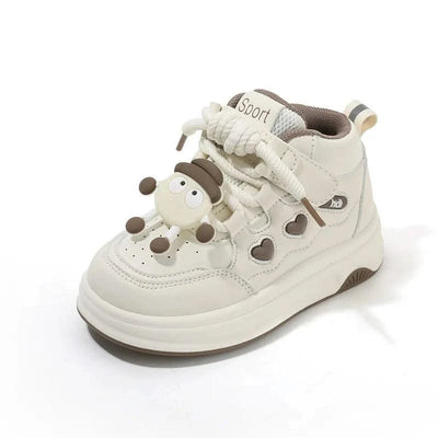 Children's Sports Shoes Spring Small White Shoes Cartoon High Top Casual Board Shoes Soft Sole Boys Girls Child Kids Daily Shoes