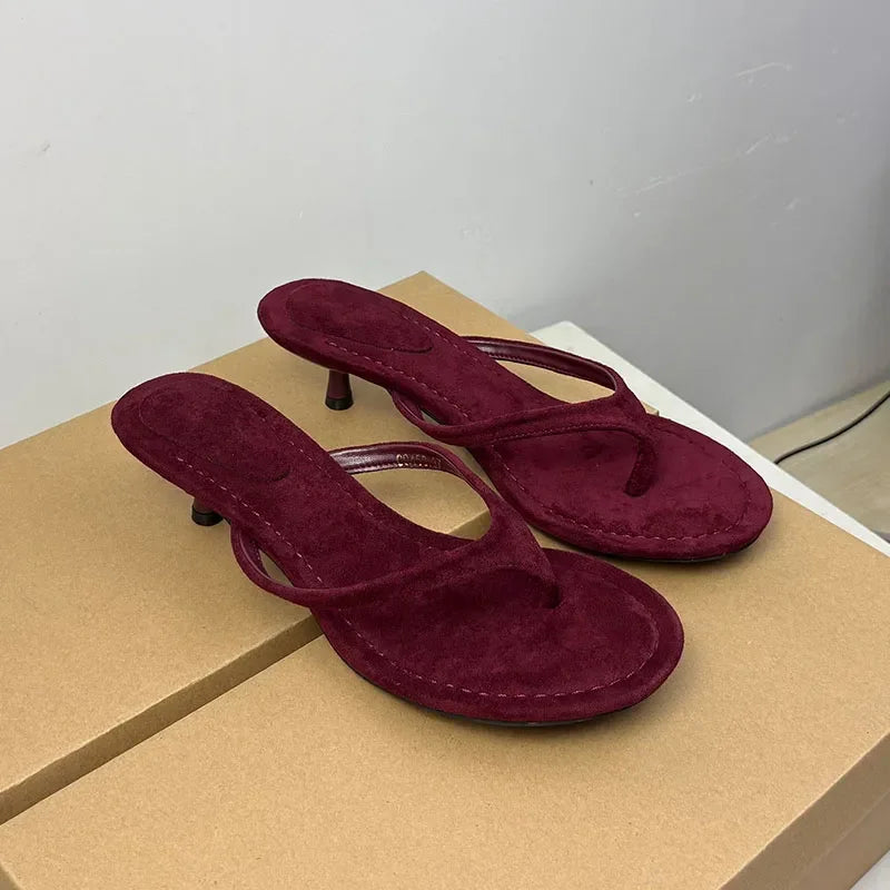 2025 Female Slip On Footwear Fashion Shallow Women Low Heel Sandals Shoes Slingbacks Pointed Toe Ladies Heeled Sandals Shoes - Elanique