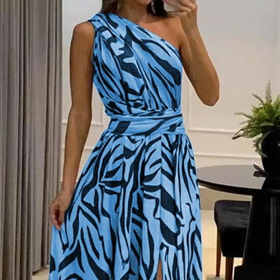 Women's Dress New Summer Printing Boho Robe Hanging Neck High Waist Split Sexy Dress Long Dresses Woman Clothing Party Dresses