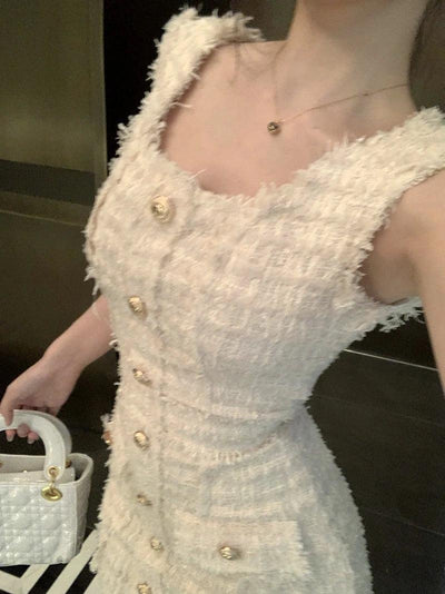 High Quality Luxury Small Fragrance Tweed Dresses For Women 2023 Summer Sweet Short Dress Party Vestidos Robes roupas feminina
