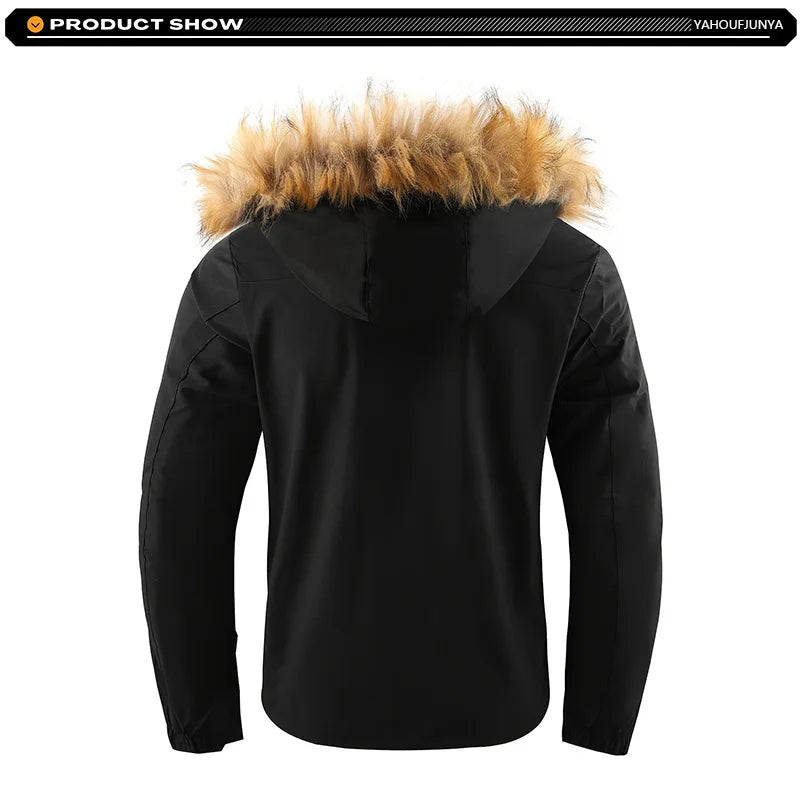 New Winter Men Outwear Fleece Warm Removable Hooded Hiking Jacket Men Outdoor Windproof Casual Fashion Jacket Coat Male Clothing