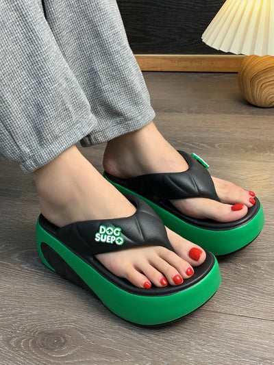 Women's Indoor Flip Flops Summer New Thick Bottom Sandals Soft Comfortable Casual Flip Flops Outdoor Beach Fashion Slippers