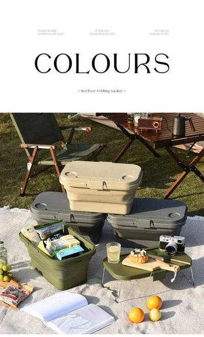 garden  Multi functional hand-held basket storage box for picnic, outdoor camping, picnic basket set, folding water bucket