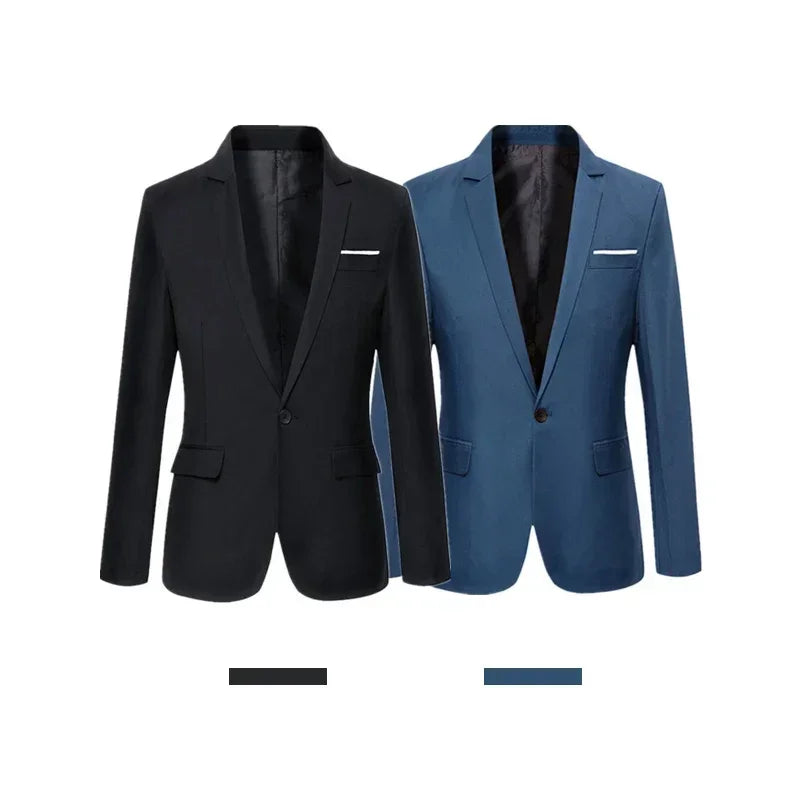 Blue Men Blazers Work Office 2025 Men Tuxedos for Formal Occasions Pockets Coat Blazers Male Custom Men's Business Slim Blazers