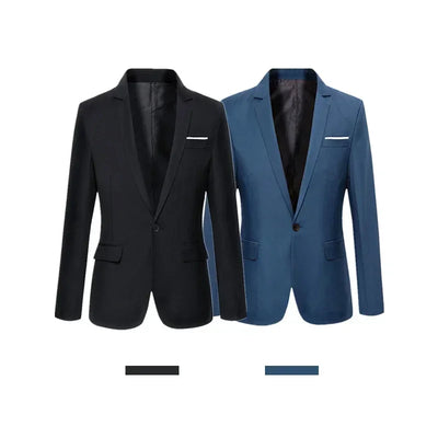 Blue Men Blazers Work Office 2025 Men Tuxedos for Formal Occasions Pockets Coat Blazers Male Custom Men's Business Slim Blazers