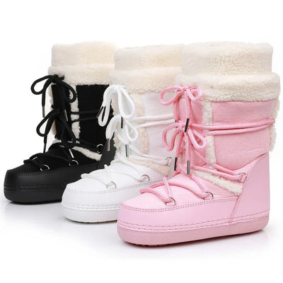 Snow Boots for Women Hairy Fuzzy Fluffy Furry Fur Boots 2025 Winter Boots for Women Waterprrof Pink Black White Fur Snow Boots