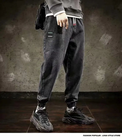 Spring Designer Fashion Men Jeans Retro Black Gray Vintage Casual Denim Harem Pants Ripped Jeans Men Wide Leg Taper Men Jeans