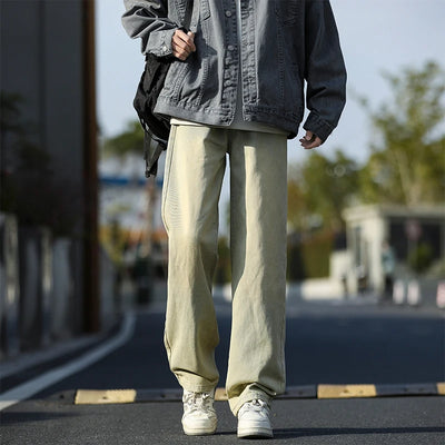 2025 New Men's Baggy Casual Jeans Male High Street Straight Leg Denim Pants American Classic Retro Autumn Casual Long Trousers