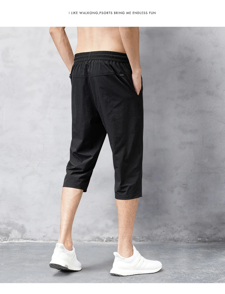 Summer Cropped Trousers for Men, Ice-Feel Breathable Stretch Trousers, Casual Versatile Shorts