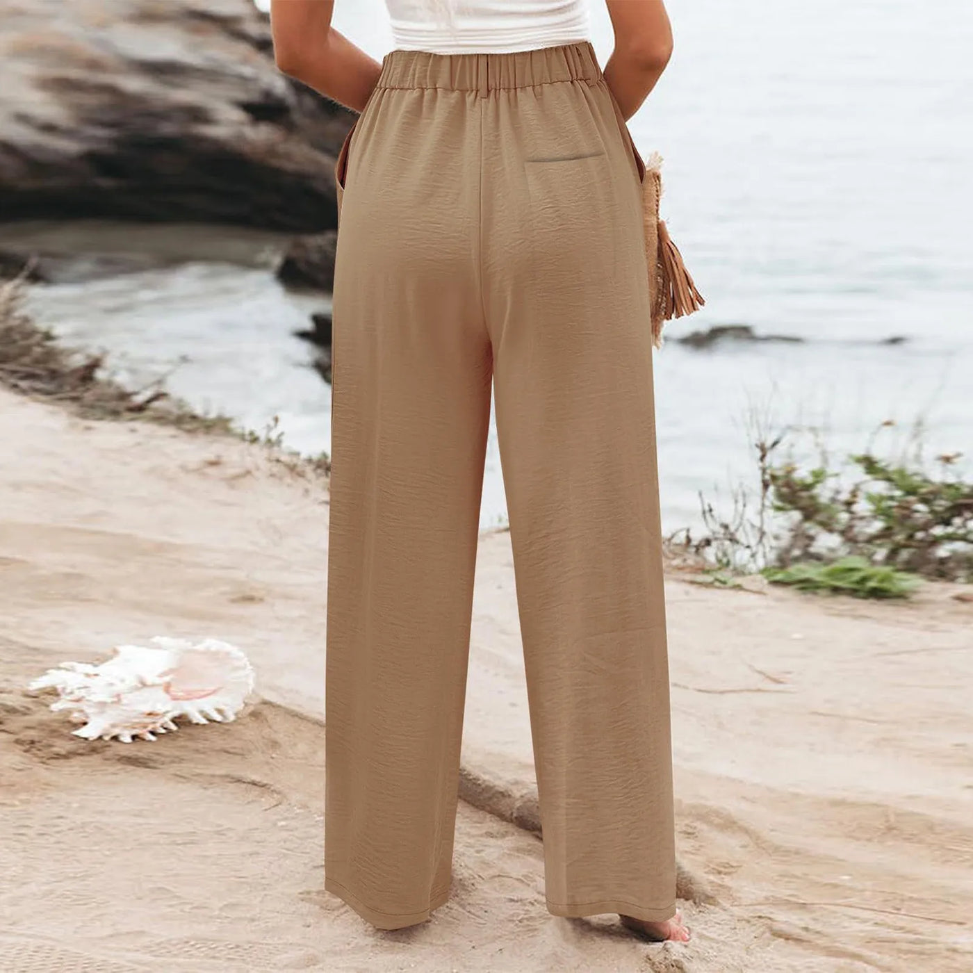 Women's Wide Leg Pants High Elastic Waisted In The Back Business Work Trousers Long Casual Pants Pants for Women Women’s Pants