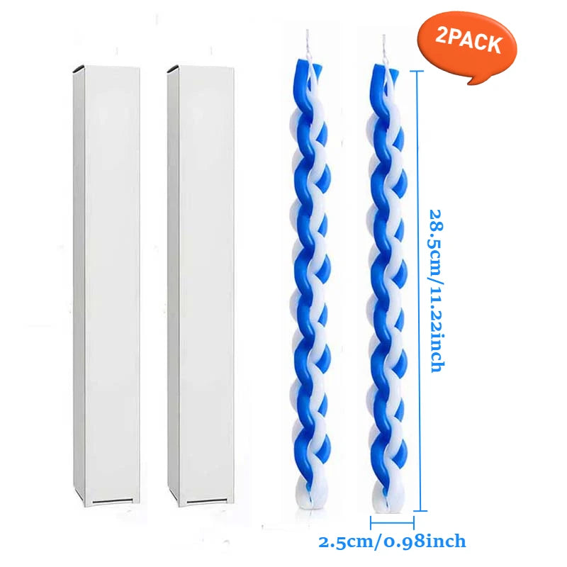 2PACK Havdalah Candle Blue and White Braided Jewish Largest Candle Smokeless Lighting Shabbat Candles for Saturday Night