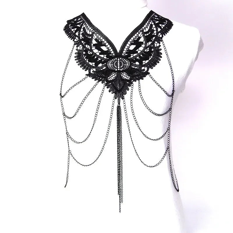 Multi layer Chain necklace Women Tassel Necklaces&pendants Black Lace Collares big necklace Women Maxi Colar