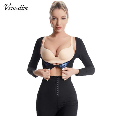 Upper Arm Shapers Compression Long Sleeves Women Arms Sauna Shapewear Shoulder Breast Support Push Up Fat Burner Sweat Corset