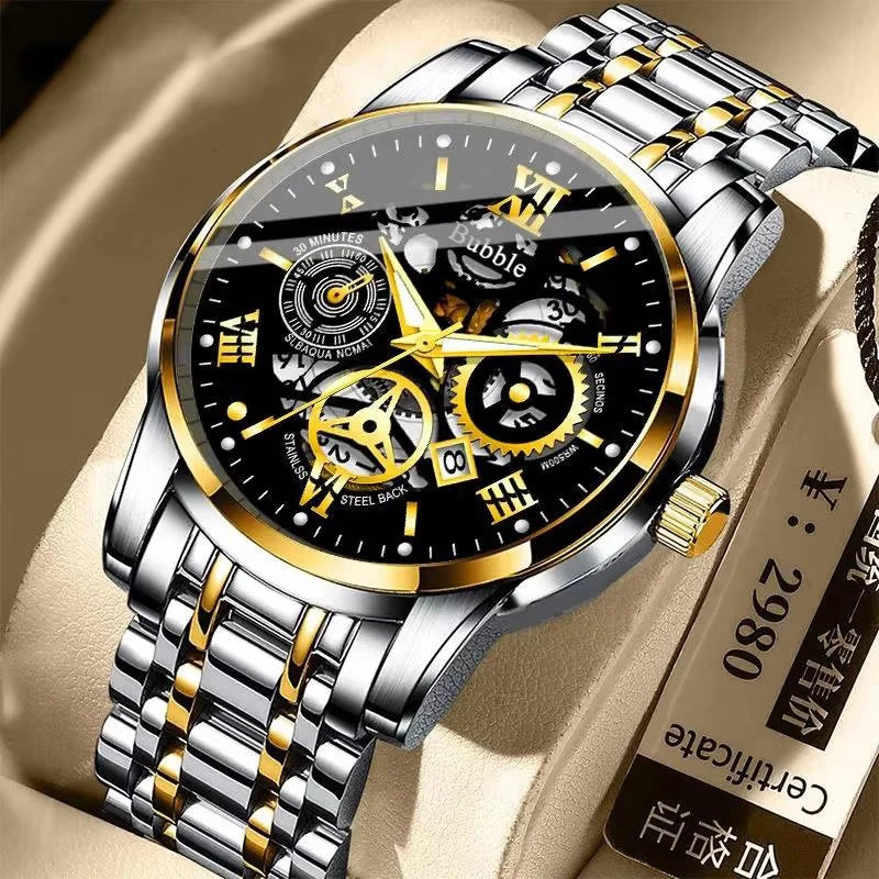 UTHAI Watch For Men Trendy High end Light Luxury Versatile Quartz Watches Waterproof Roman Hollow Relogio Masculino V009
