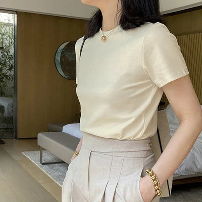 2025 Summer T shirts for Women Men Brown Casual Female Korean Streetwear Tees Unisex Basic Solid Young Cool Oversized Tops
