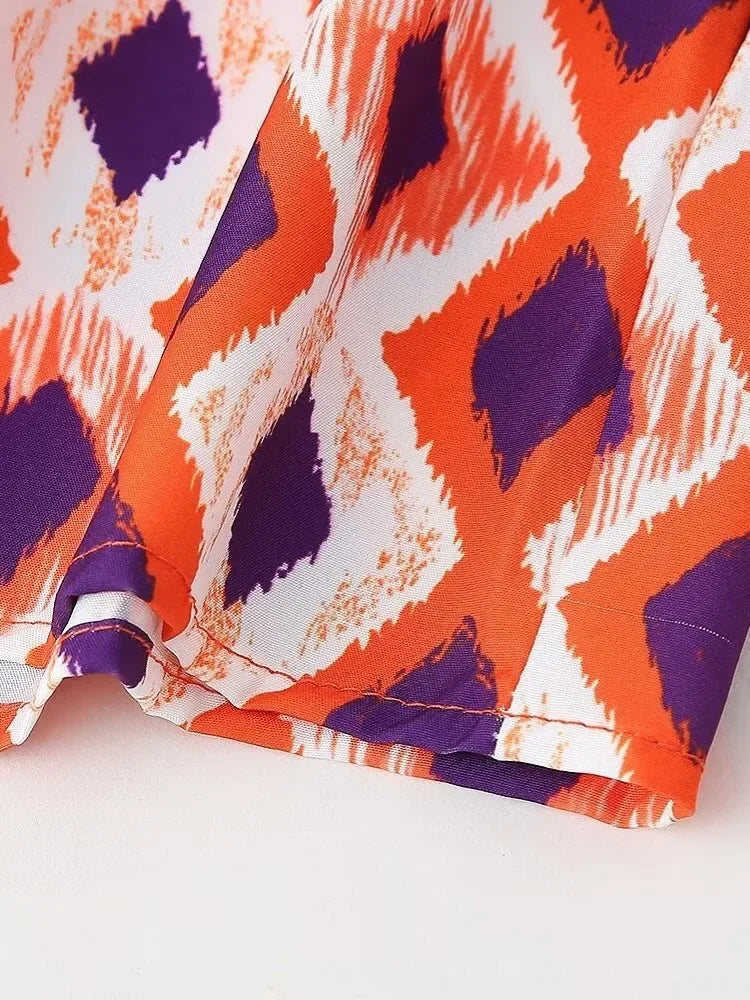 2025 Summer Dresses For Women Fashion Printed Geometric Pattern Slim Halter Neck Dress