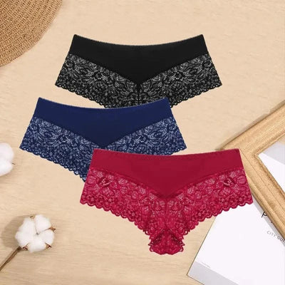 3 Pieces Women's Boxers Sexy Lace Seamless Female Underwear Perpective Panties for Women Boyshorts Fashion Boxer Briefs Lingerie