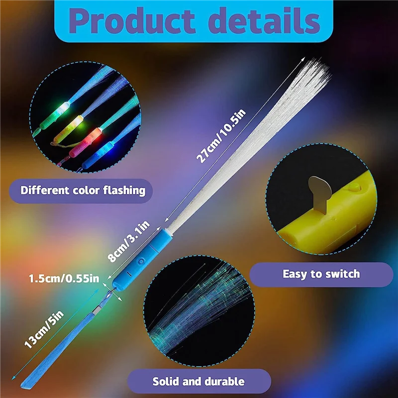 FORW-96 PCS Glow Fiber Wands Sticks LED Light Wand Fiber Optic Wands Flashing Sticks For Party Wedding Halloween Christmas