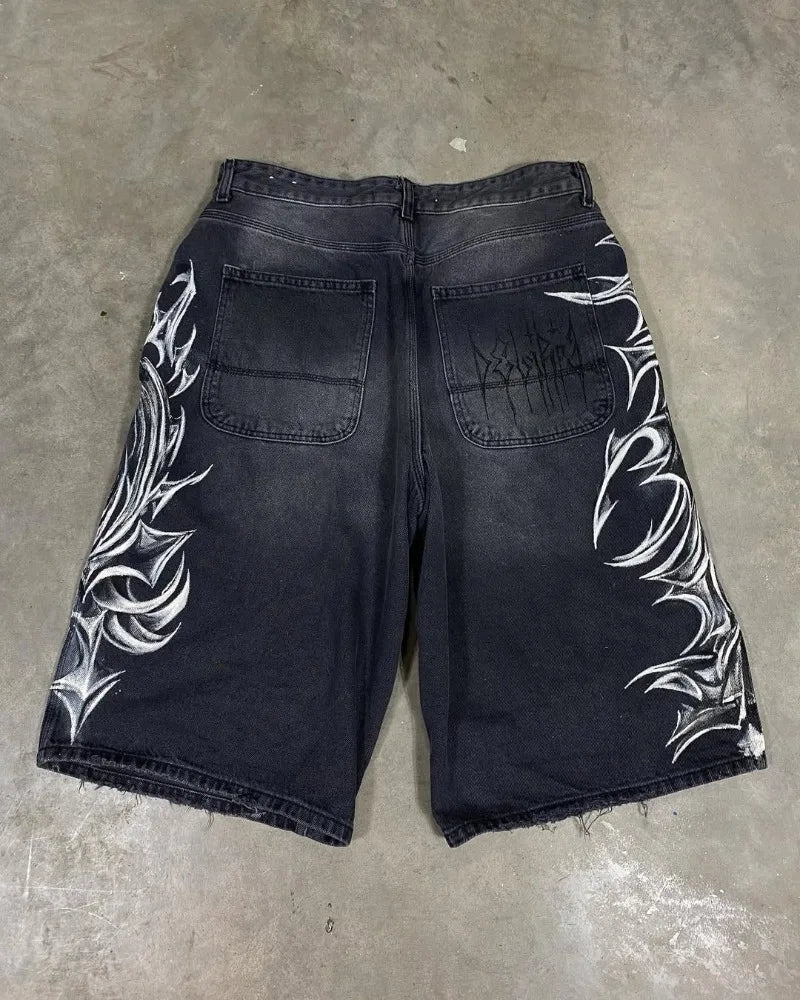 2025 European and American Fashion High Street Trendy Brand Denim Shorts Men Y2k Harajuku Hip-hop Rock Versatile Jeans Women
