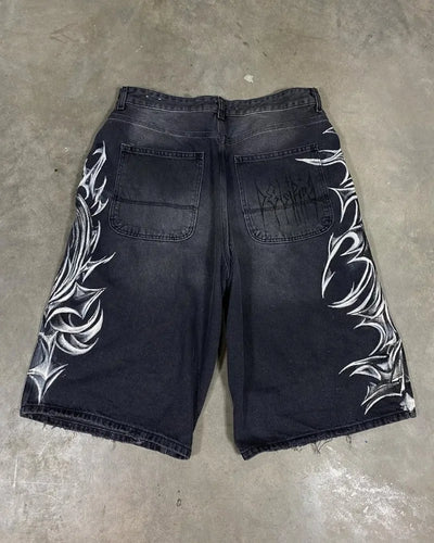 2025 European and American Fashion High Street Trendy Brand Denim Shorts Men Y2k Harajuku Hip-hop Rock Versatile Jeans Women