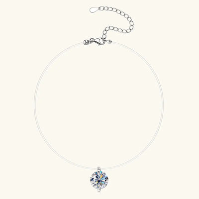 5mm 6.5mm 8mm Moissanite Pendant 925 Silver Solitaire Necklace for Women Invisible Fish Line Chain Jewelry Valentine's Gift 2025