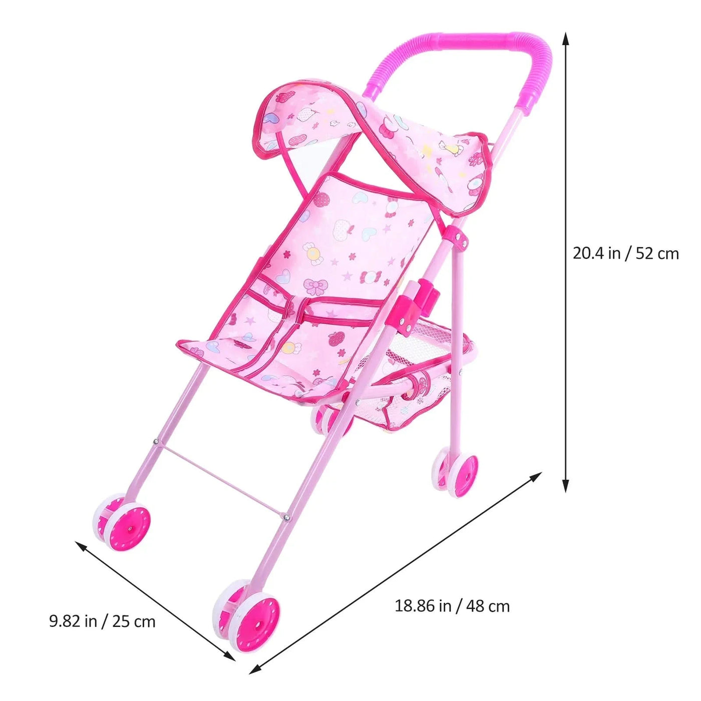 1Pc Stroller Toys Kids Play Stroller Foldable Doll Stroller With Basket Baby Doll Stroller Play Game Accessories Small Stroller