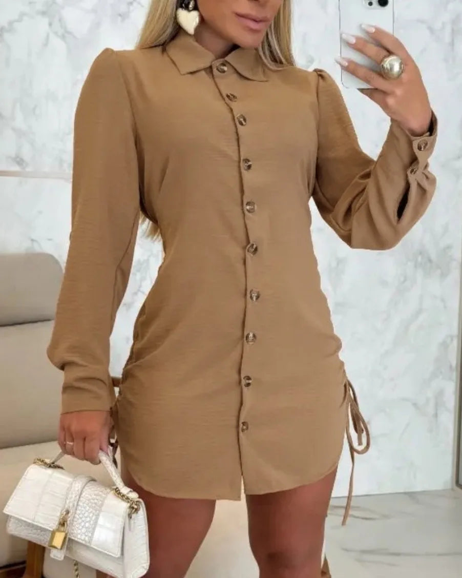 Elegant Cotton Linen Shirts Women Casual Solid Button Lapel Blouses Shirts Autumn Winter Long Sleeve Loose Tops Tunic Blusas