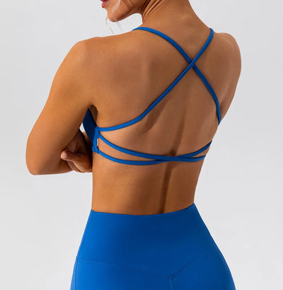 Sexy Gym Top Women Crease Sports Bra Running Back Cross Yoga Bra Breathable Sports Underwear Women Fitness Workout Top Women