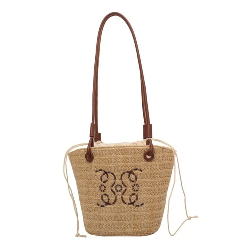 Fashion Retro Shoulder Bag Women Handbag Luxury Brand Designer Tote Women Straw Shoulder Messenger Bag Elegant Ladies Beach Bags