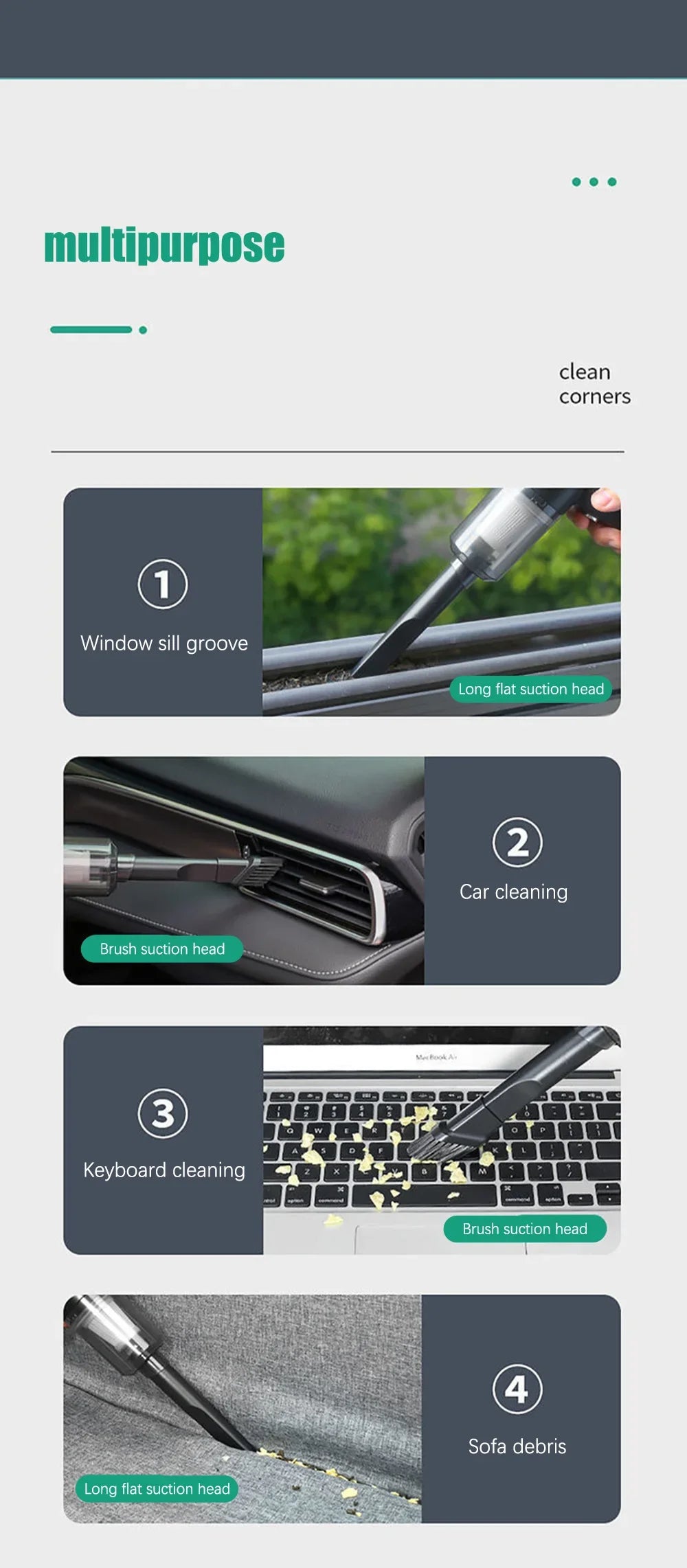 Portable Car Vacuum Cleaner Mini Dust Collector Dry Wet Dual-Use Wireless Handheld USB Charging Home Car Cleaning Appliance