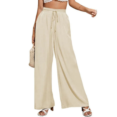 Women's Wide Leg Pants High Waist Casual trousers Solid Color Elastic Waist Tie Belt Loose Sweatpants gym pantalones de mujer