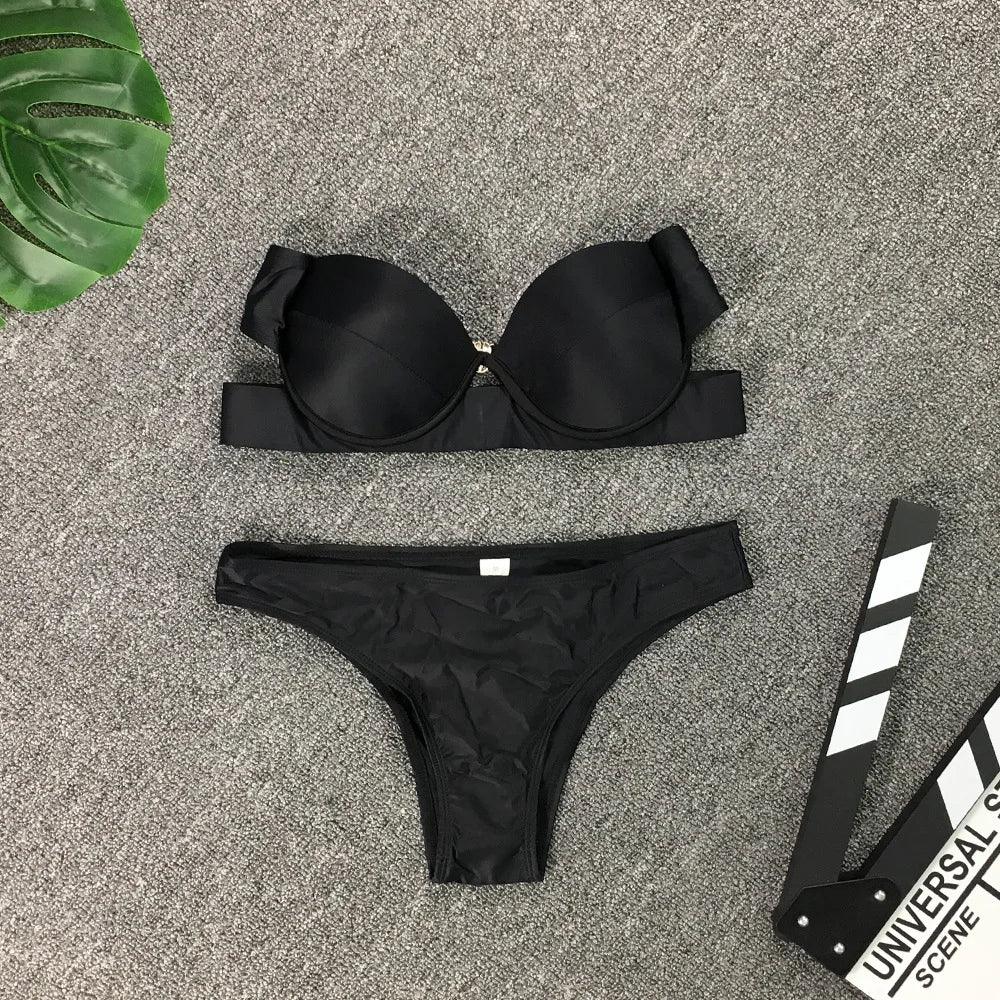 2025 Woman Separate Swimsuit Beach Outfits High Waist Sexy Bikini Set 2 Pieces Plus Size Bathing Suit Feminine Women's Swimwear