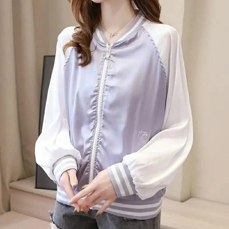 Bomber Jacket for Women Loose Short New in Baseball Aviator Coat