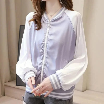 Bomber Jacket for Women Loose Short New in Baseball Aviator Coat