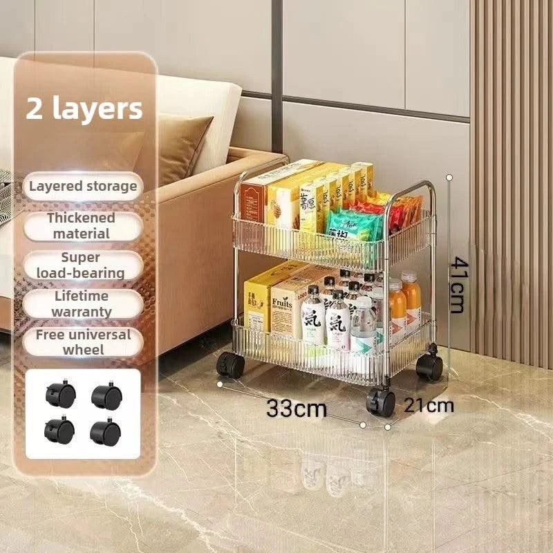 Acrylic Trolley Multilayer Transparent Storage Rack Living Room Snack Storages Shelf Bathroom Mobile Shelf with Wheel Home Items