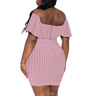 Women's Off Shoulder Bodycon Dress S-3XL – Pink Mosaic Floral
