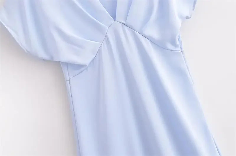 Women's 2025 New Dresses Summer Elegant Fashion Slim V-neck Street Holiday Long Dress Young Women Chic Comfortable Dress