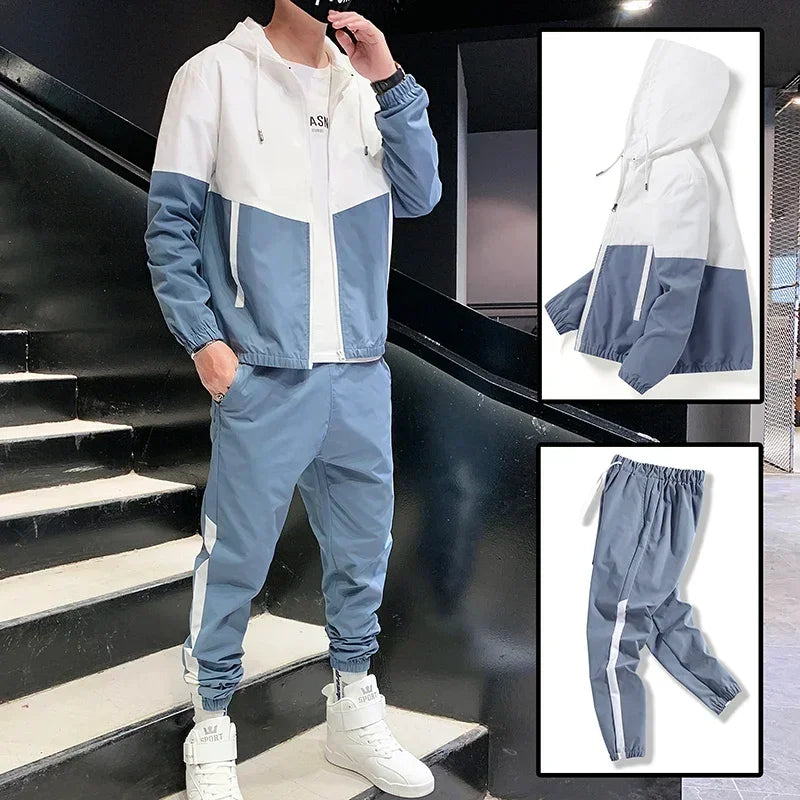 Men Casual Joggers Hooded Sportswear Jackets Pants 2 Piece Sets HipHop Running Sports Suit Tracksuit Sweatpants Hoodies Colombia