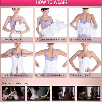 BurVogue Women Lace Up Sexy Floral  Boned Corset Overbust Body Shaper BustierLingerie Bodyshaper Top Corsets Top